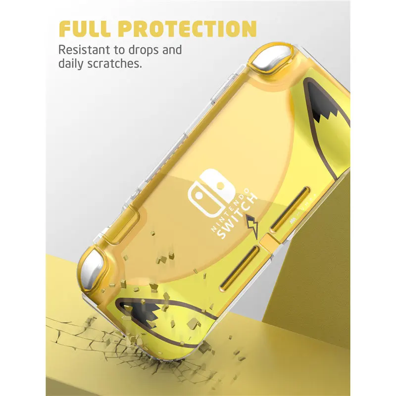 Mumba Case For Nintendo Switch Lite( Release), [Thunderbolt Series] Protective Clear Cover Case with TPU Grip(Yellow