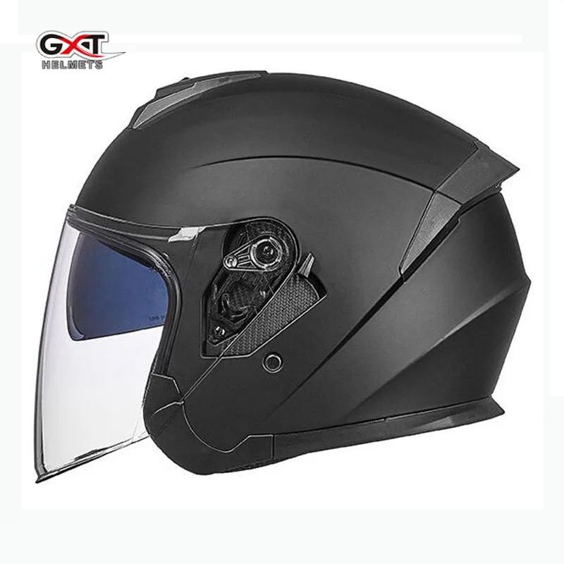 women and men GXT G703 dual visor dirt biker helmets men electric motorcycle MOTO bicycle scooter safety helmet headpiece - Color: matte black
