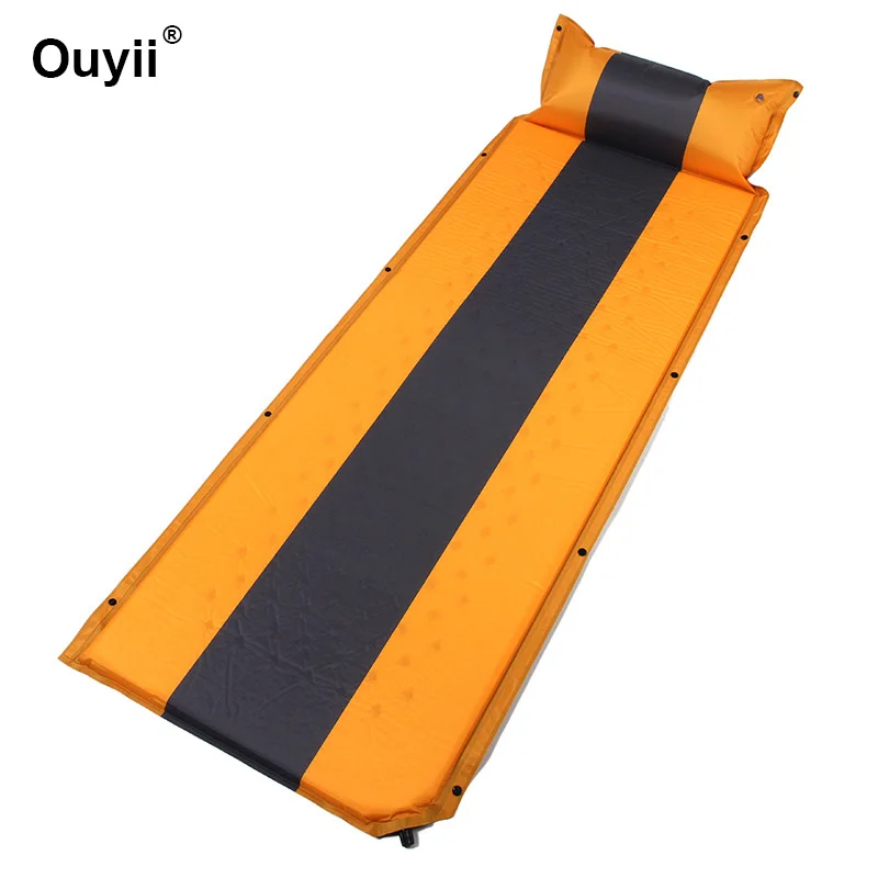 Gray and yellow Складной коврик для сна для походов на открытом воздухе, Одноместный толстый влагостойкий надувной матрас, мягкий надувной матрас, водонепроницаемый коврик - Цвет: Gray and yellow