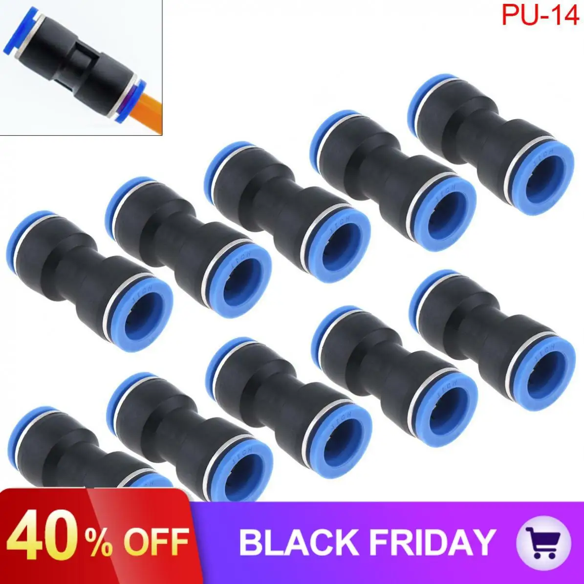

10PCS 14MM PU-14 Plastic Straight Through Quick Connector Pneumatic Insertion Air Tube