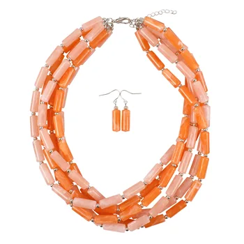 

Fashion Necklace two color cylindrical hand-made multi-layer Necklace exaggerated African style jewelry wholesale