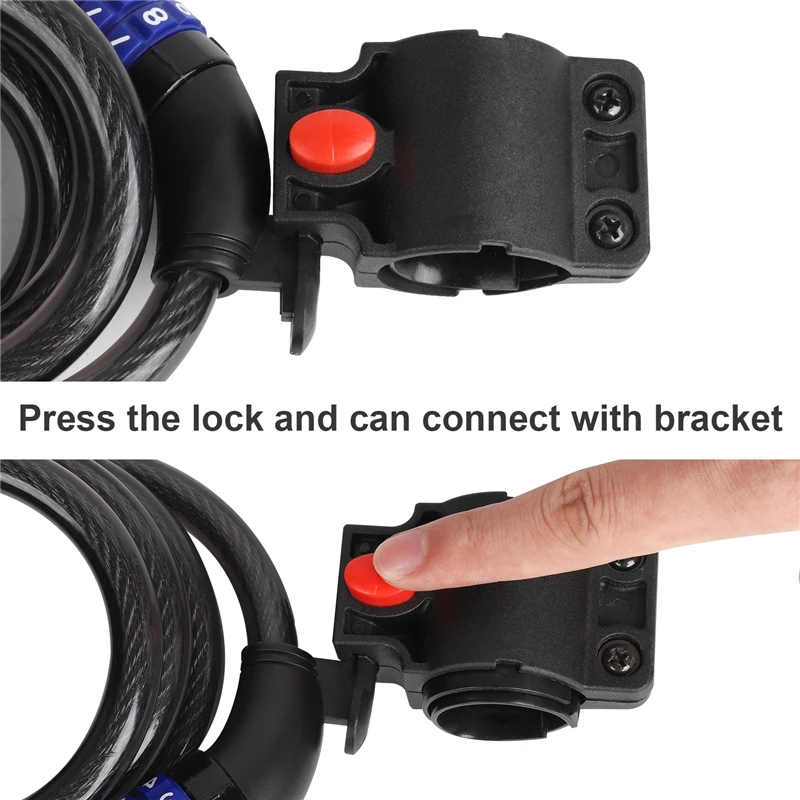 WEST BIKING Bike Lock Anti-theft Bicycle Security Lock 4 Digit Code Combination Password Steel Cable Spiral 1200 mm Cycling Lock