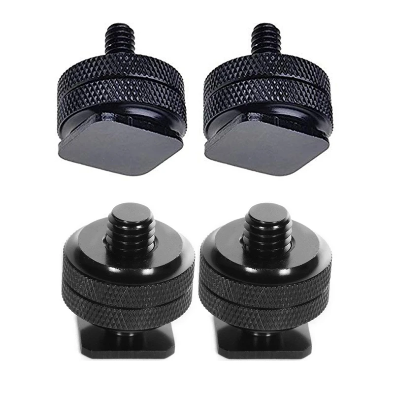 

2Pcs 1/4 Inch-20 Hot Shoe Mount Adapter Tripod Screw To Flash Hot Shoe for Dslr Camera Rig & 2Pcs Mini Ball Head with Hot Shoe M