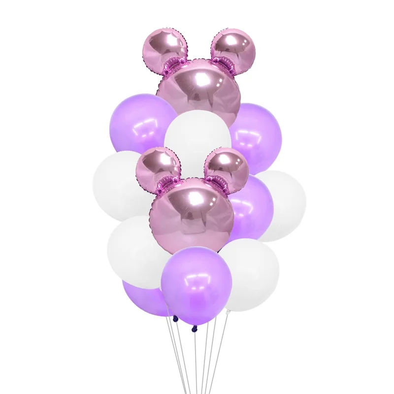 12pcs/lot Mickey Minnie Mouse Foil Balloons 12” Pink Blue Latex Balloons Baby Shower Happy Birthday Party Decorations Kids Toys