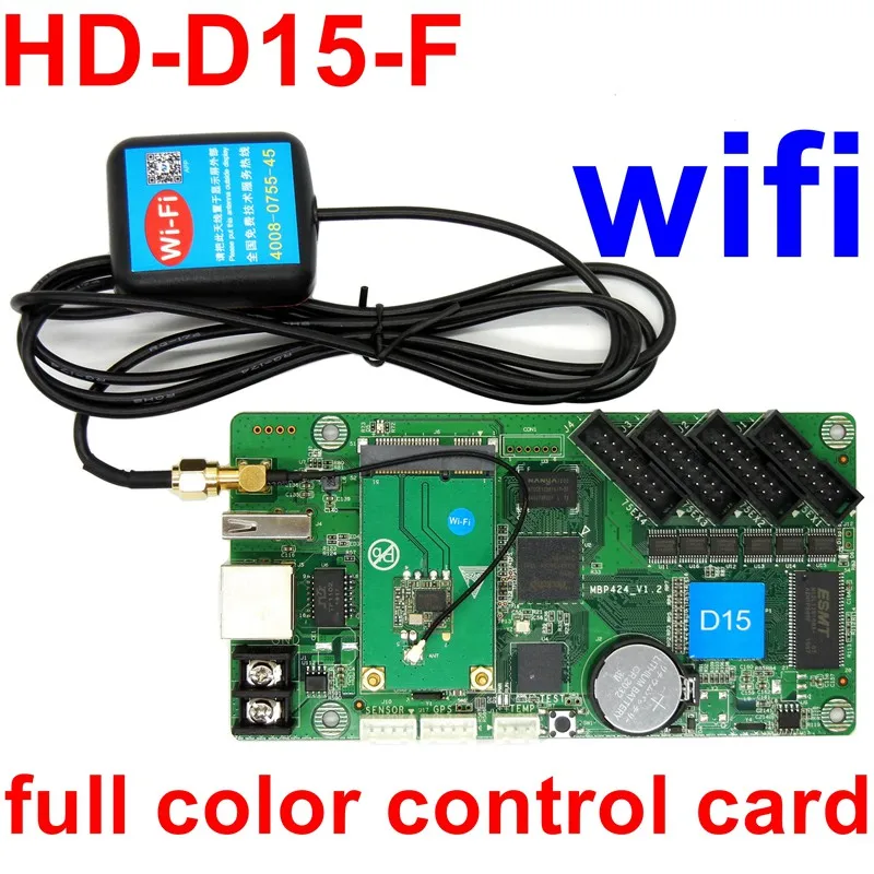 HD-D15-F, wifi, асинхронный, полноцветный светодиодный, контрольная карта, видео, USB, светодиодный дисплей, контроллер 640*64 пикселей, 4* hub75E порта