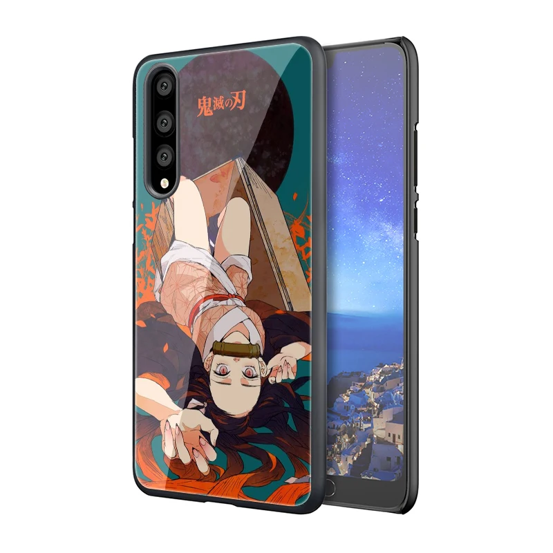 EWAU аниме Kimetsu no Yaiba закаленное стекло телефон чехол для Huawei P10 P20 P30 mate 20 Lite pro P Smart Y6 Y9 Honor 8X9 10