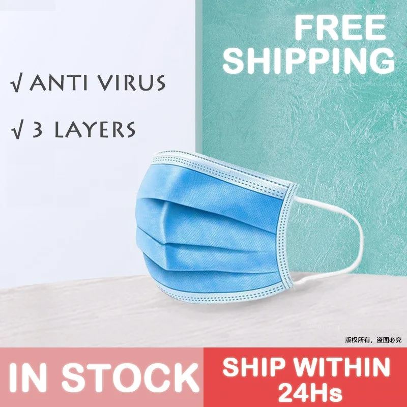 

Disposable Mask Face Mask 50 Pcs Protective Satety Mask Anti-Pollution Respirator Mouth Masks PM2.5 3 Layer Elastic Earloop Mask