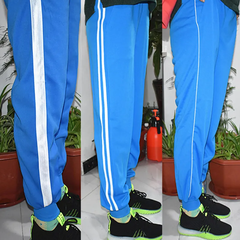 

Sky Blue Closing Thread Trousers Pants School Loose-Fit Strip Bar School Uniform Pants Beam Leg Students' Pants Slimming Two Bar