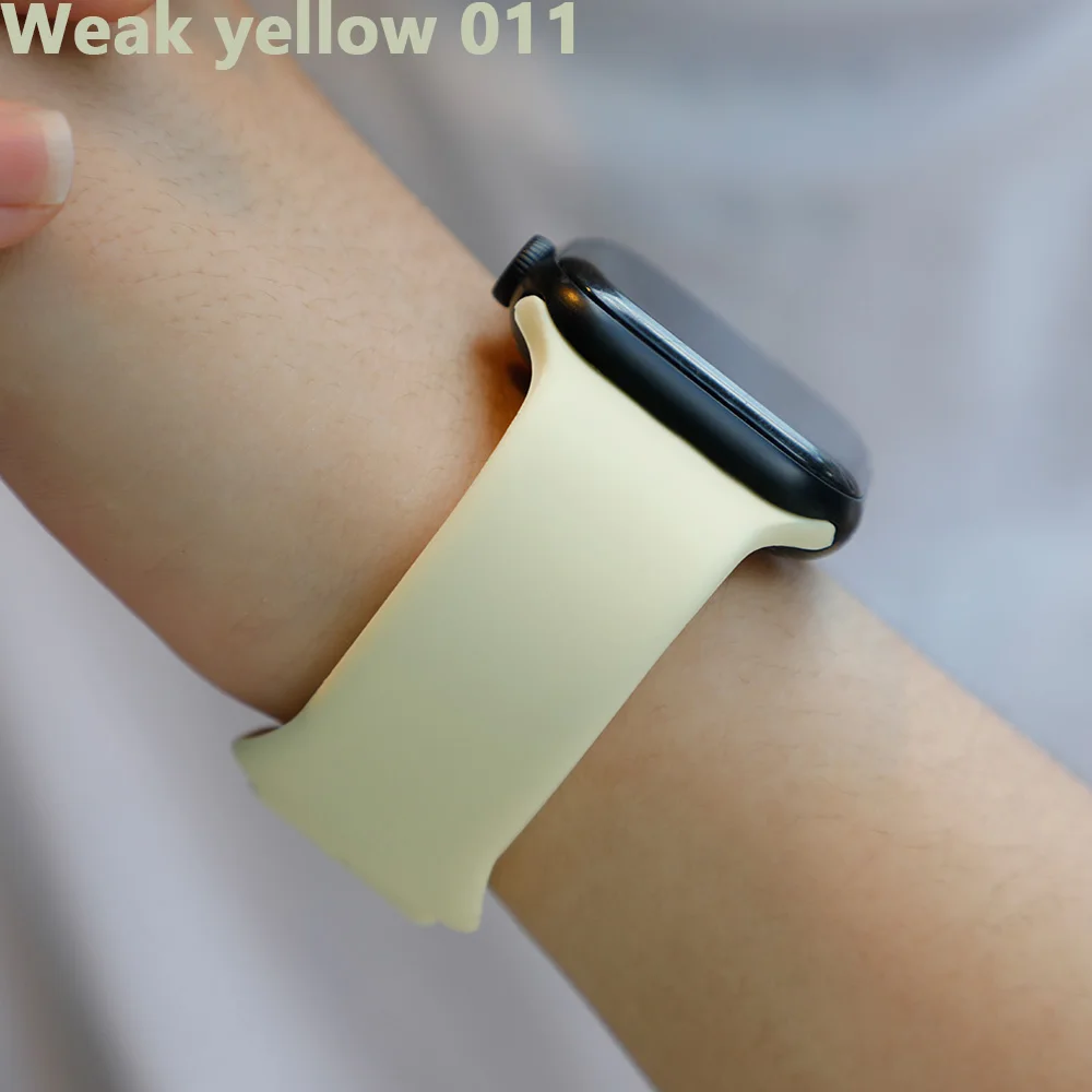 Weak yellow 011 Ремешок для apple watch 5 4 band correa apple watch 44 мм 40 мм 42 мм 38 мм iwatch 5 4 3 2 1 браслет силиконовый ремешок для часов - Цвет ремешка: Weak yellow 011