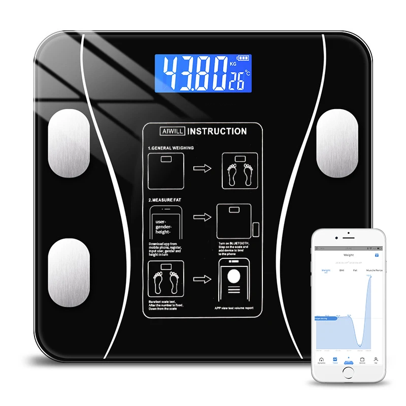 Weighing Scale with Smartphone APP,Bluetooth Smart Scales Digital Weight and Body Fat ,Unlimited Users, Auto Monitor Body Composition Analyzer for Fat