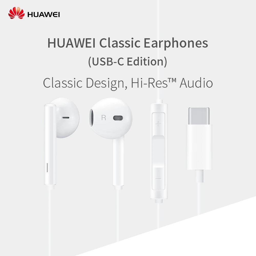 Оригинальные Классические наушники huawei CM33 с разъемами типа C, гарнитура с управлением стерео для P20 P30 Pro mate 30 Pro 10 honor 9