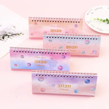

2020 Creative Pink Planet Coil Calendar Cartoon Little Star Desktop Calendars Daily Table Planner 2019.09~2020.12