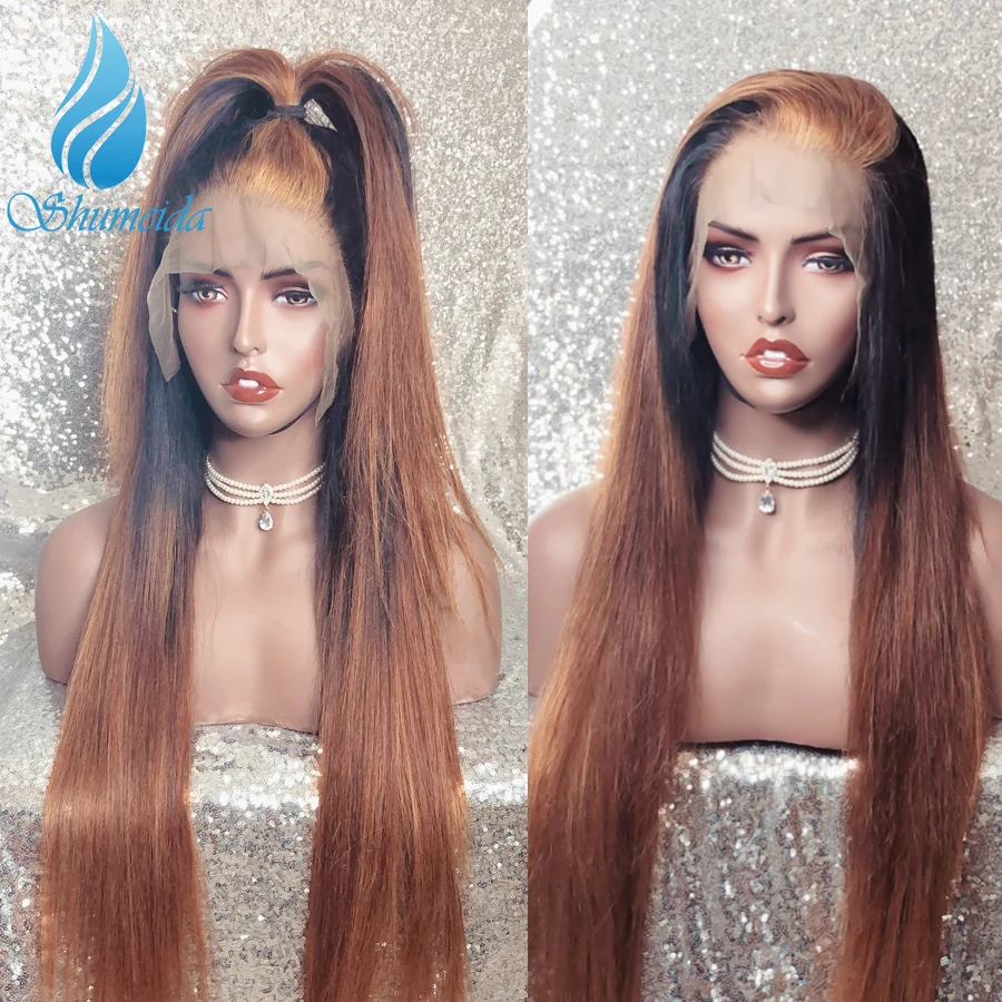 

SHD Ombre Color Lace Front Wigs For Women Brazilian Human Hair Wigs with Baby Hair Straight Remy Hair 150 Density