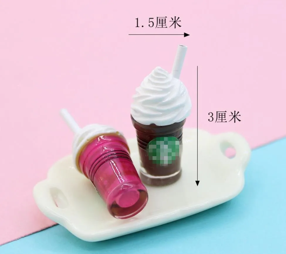 Kawaii миниатюрная соломенная кофейная чашка с плоской задней частью, кукольный домик, Декор, сделай сам, мороженое, кабошон, имитация, питание, искусство, шарм, ремесло