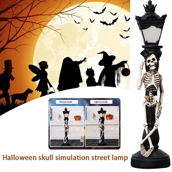 

2pcs Simulation Street Light Halloween LED Lamp KTV Horror Scene Props Desktop Luminous Skeleton Miniatures PVC Ornaments Party