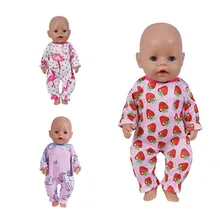 

2021 New Born New Baby Fit 18 inch 43cm Doll Clothes Accessories Strawberry Unicorn One-piece Veil Dress For Baby Birthday Gift