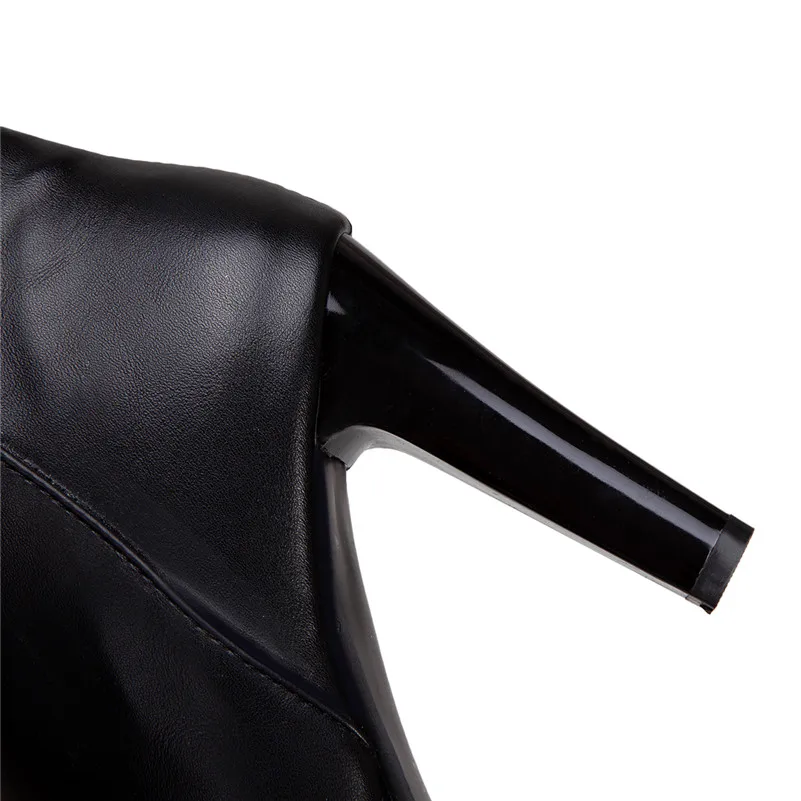 ANNYMOLI Winter Knee High Boots Women Crystal Platform Thick Heels Tall Boots Zipper Super High Heel Shoes Female Big Size 33-43