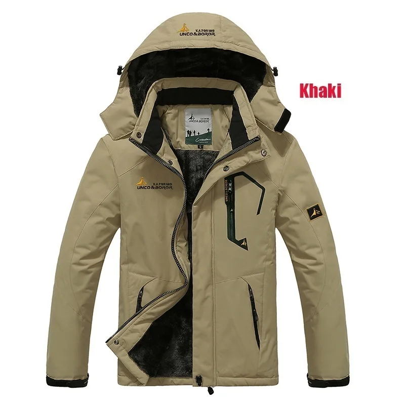 WISH163 Khaki Мужские зимние парки, уличная походная Толстая куртка, Мужская теплая ветровка, мужская спортивная куртка для кемпинга, катания на лыжах, водонепроницаемая ветрозащитная куртка - Цвет: WISH163 Khaki