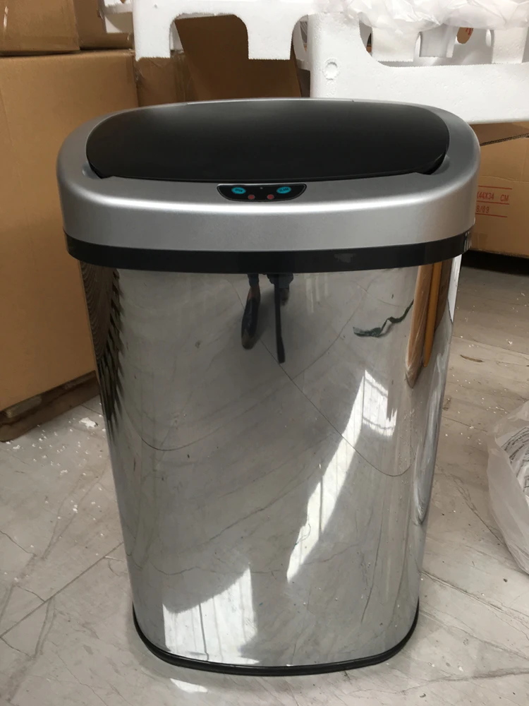 stainless steel 38л автоматический открытый закрытый мусорный бак датчик мусорное ведро без касания мусорное ведро из нержавеющей стали - Цвет: stainless steel