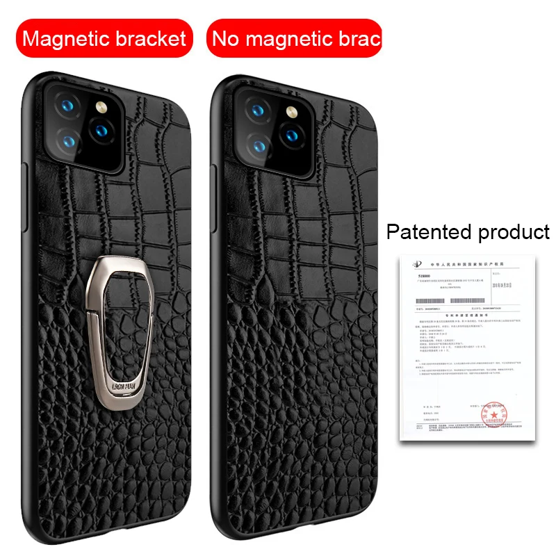 Baratos Funda de soporte de anillo magnético LANGSIDI para iphone 11 pro max funda de protección de cuero genuino a prueba de golpes para iphone 11 accesorios de cuero imán de coche fundas de soporte para iphone 11 pro 2019