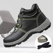 Высококачественная зимняя бархатная теплая противоскользящая кожаная защитная обувь; рабочие ботинки для мужчин; zapatos de seguridad