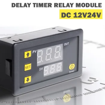 

DC 12V 24V AC 110V 220V Digital Cycle Timer Delay Relay Module with Dual LED Display Time Controller Timing Relay Switch