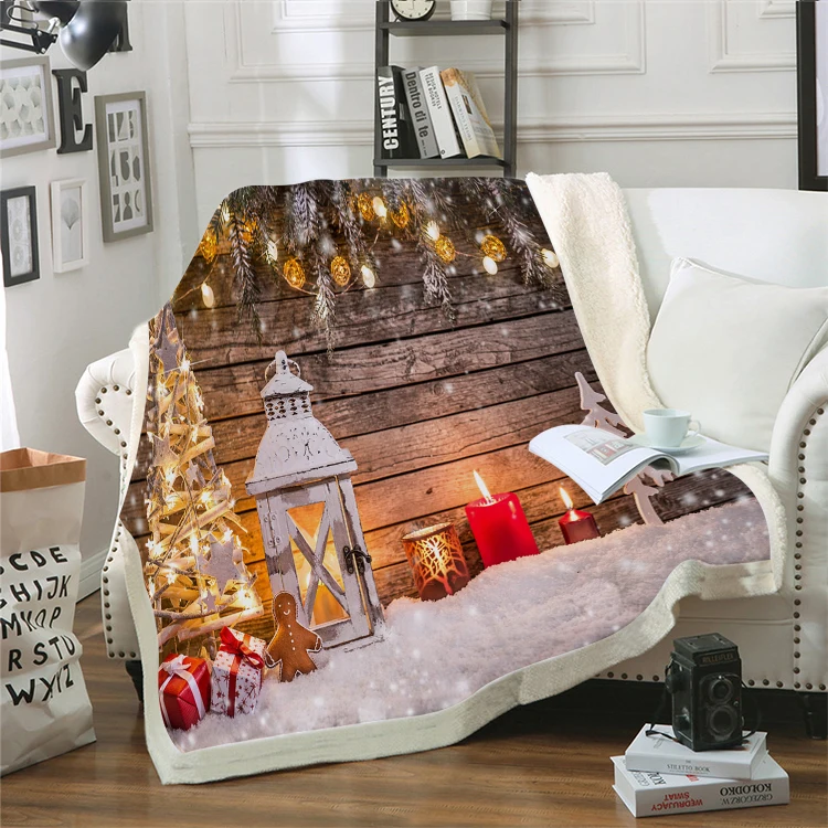 

3D Christmas Snowflakes Blanket Warm Throw Flannel Blanket Bedspread on The Bed Merry Christmas for Kids Adults Blanket