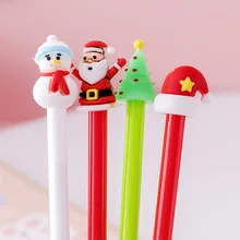 Stylo à Gel pour noël 0.5mm, 4 pièces/lot, mignon Kawaii, encre noire, arbre de noël, elfe, père noël, bonhomme de neige, cadeau, stylo, papeterie scolaire et de bureau