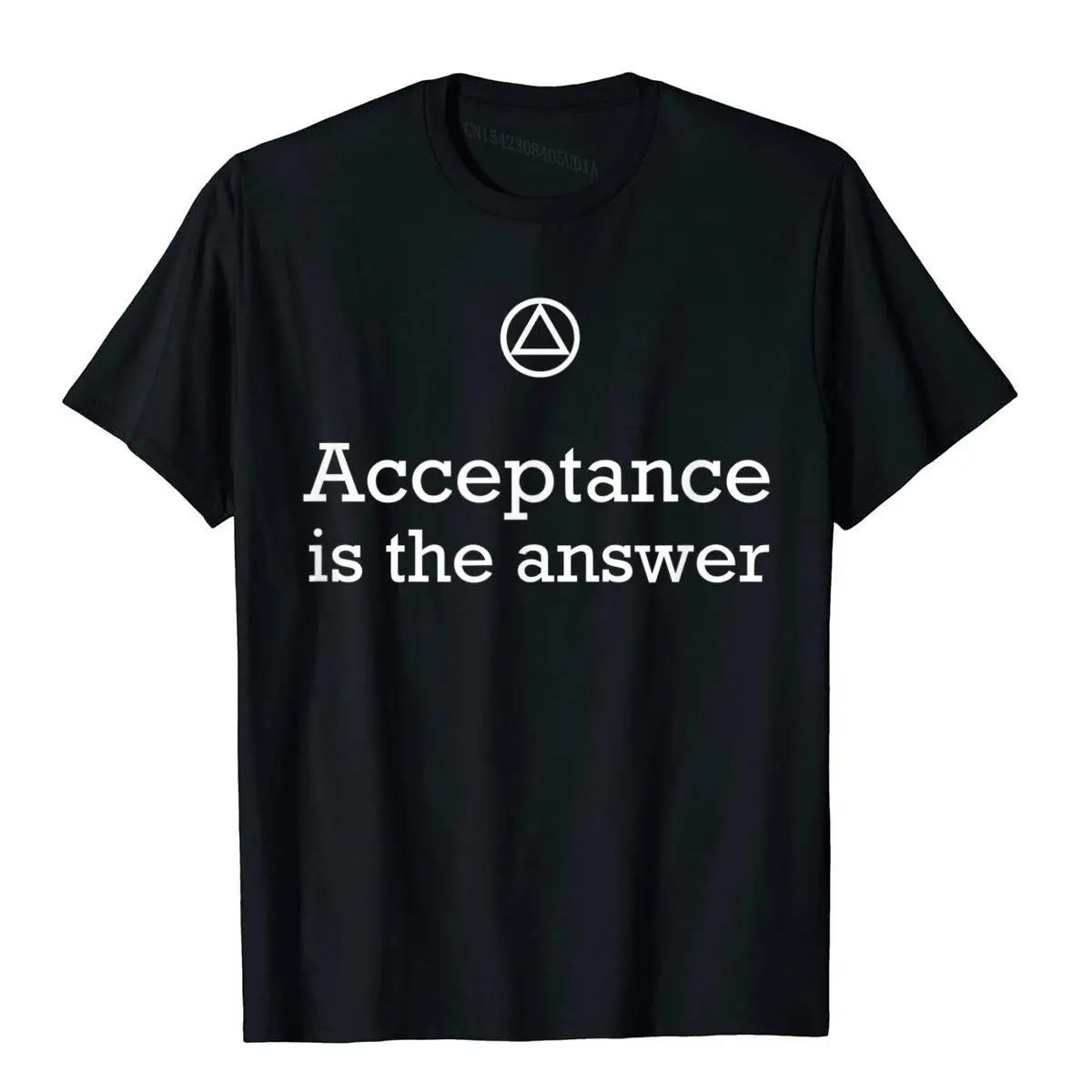Acceptance Is The Answer AA 12 Step Recovery T-Shirt__B10275black