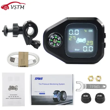 

Solar Motorcycle TPMS Tire Pressure Monitoring System with Compass Tire Pressure Monitoring System Motorcycle Tyre Alarm