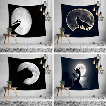 

Mantis Wolf Moon Shadow Home Outdoor Tapestry Beach Tunic Cover Home Wall Hanging Cloth Throw Rug Blanket Camping Tent Tapestry