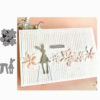 

Crazyclown Chair Rabbit and Flowers Metal Cutting Dies Cut Stencils for Scrapbooking Album Decorative Embossing Paper Dies