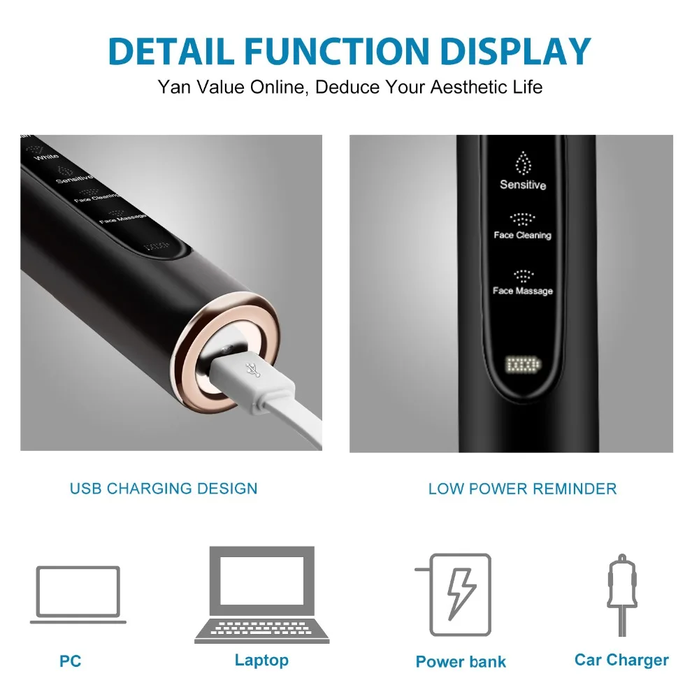 O'bella T10 2-в-1 Водонепроницаемый Электрический Зубная щётка USB Перезаряжаемые sonic Electrric Зубная щётка усовершенствованная ультра sonic Зубная щётка