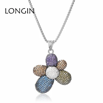 

Japan and South Korea Luxury Hot Lucky Five-color Flower Pendant Fashionable Temperament Wild For Women Simple Necklace Jewelry