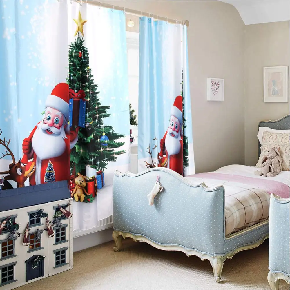 OurWarm 180 см* 180 см Рождественская Водонепроницаемая занавеска для душа Санта Клаус для ванной комнаты занавеска для гостиной рождественские украшения на стену