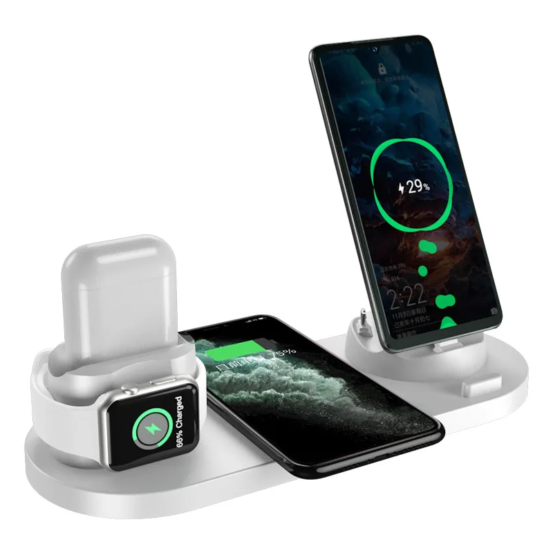 6 in110W Qi Беспроводное зарядное устройство док станция для Iphone Airpods Micro USB Type C