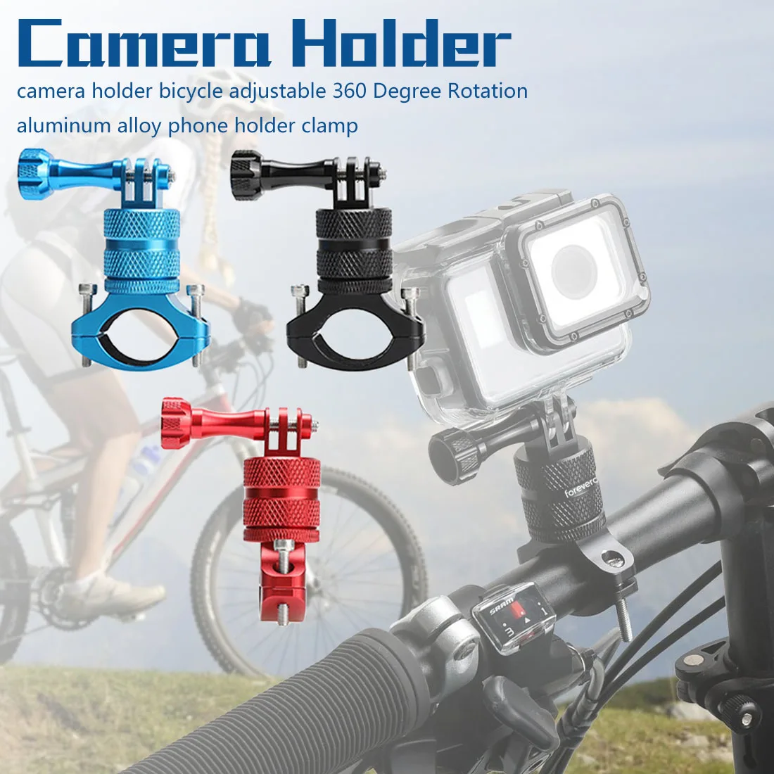 Зажим держателя телефона из алюминиевого сплава для gopro hero камера для велосипеда держатель камеры велосипедный Регулируемый Поворот на 360 градусов