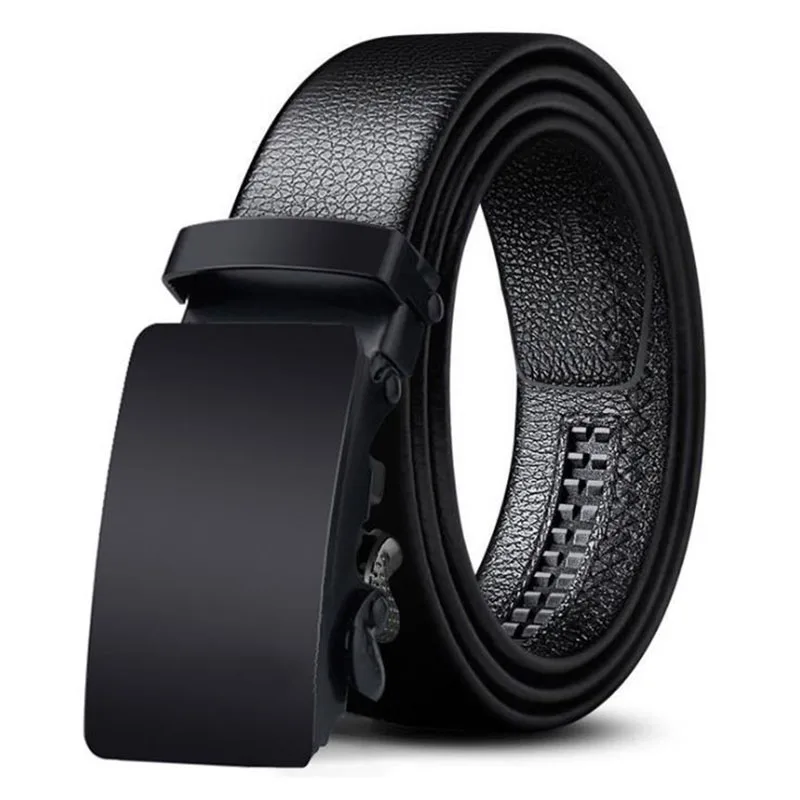 

Ceintures 2020 new alloy automatic buckle men's belt automatic buckle black binding belt Pu lychee pattern trouser belt