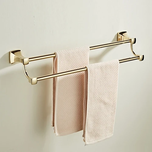 Double towel bar Vidric Золотая Роскошная Полка для полотенец для ванной комнаты, держатель для туалетной бумаги, крючок для халата, держатель для полотенец, держатель для сушки, корзина для мыла ELG8530 - Цвет: Double towel bar