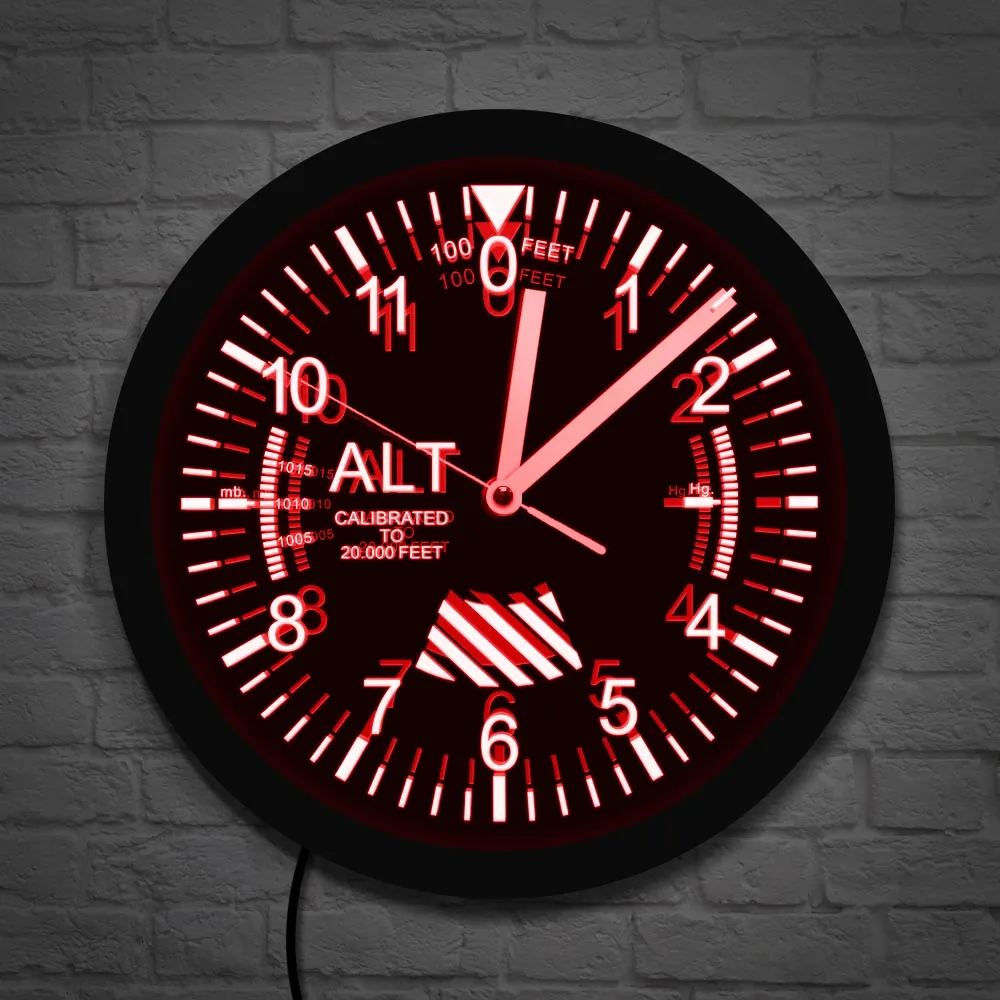 Altimeter Neon Sign LED Wall Clock Altitude Meter Tracking Brand Name: The Vinyl Clock