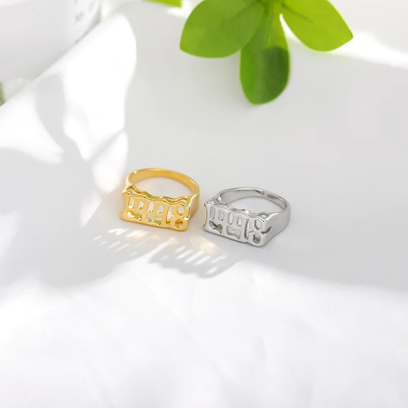 Старое Английское кольцо для женщин, персонализированное кольцо с цифрами, год 1992 1996 1997 1998 anillos, нержавеющая сталь, Индивидуальные Кольца, золотые ювелирные изделия