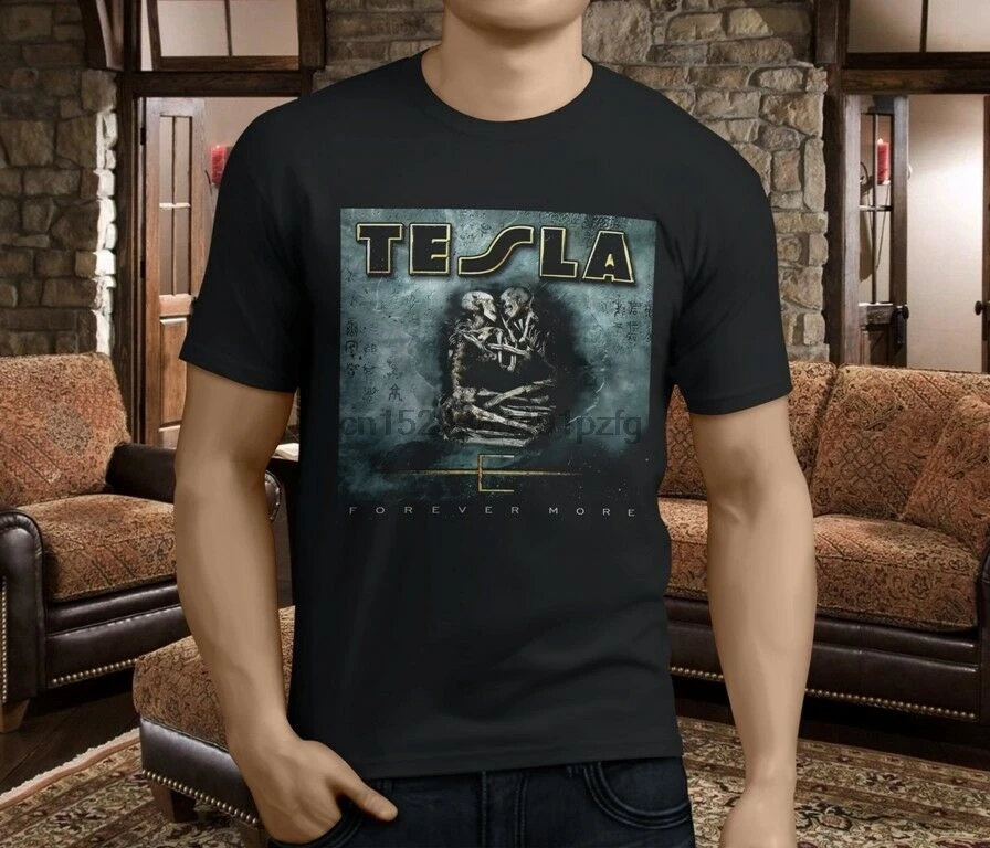 Мужская футболка New Tesla Forever More Metal Rock Band Legend черная размер S-3XL |