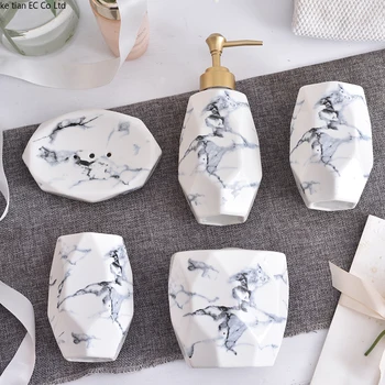 

Nordic Ceramic Washing Set Light luxury bathroom set of five pairs of mouthwash cup bathroom amenities wedding gift