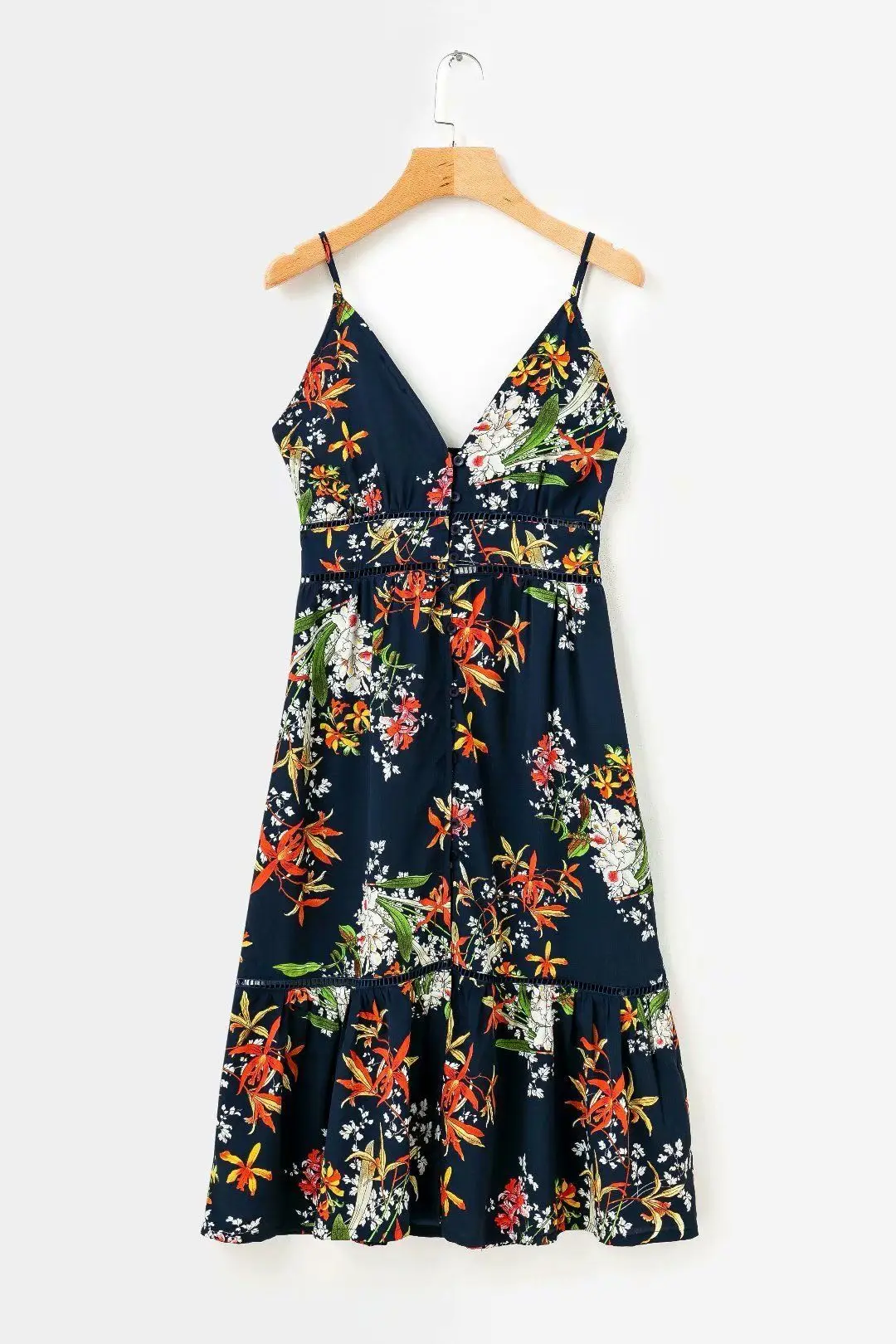 

2019 Spring Pullover V-neck Single Breasted Printed Sexy Wrap-around Backless Sling One Piece Long Skirts WOMEN'S Dress Dress