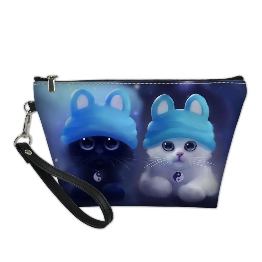 

HaoYun Fashion Women's PU Leather Beautician Bags Fantasy Cats Pattern Girls Travel Make Up Necessaries Cartoon Toiletry Kits