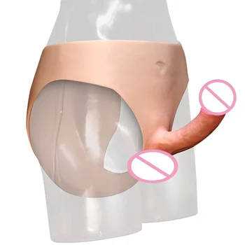 17cm Skin Feeling Hollow/Solid Silicone Lesbian Strapon Dildo Panties Real Male Dick Sex Toys For Women Men Underwear Penis Pant