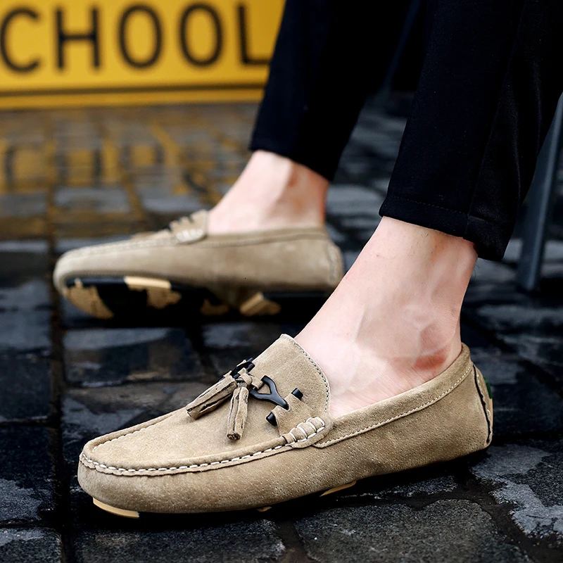 

Summer Men Casual Flat Shoes outdoor Slip On Comfortable Soft Male Shoes Man Loafers Suede Leather moccasins Loafers Shoes Men