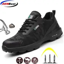 Обувь Для мужчин рабочие ботинки зимние теплые на открытом воздухе Сталь носок Кепки прочные нетканый материал с прошивкой на открытом воздухе, на шнуровке, на шнуровке из коровьей замши безопасная обувь женская обувь