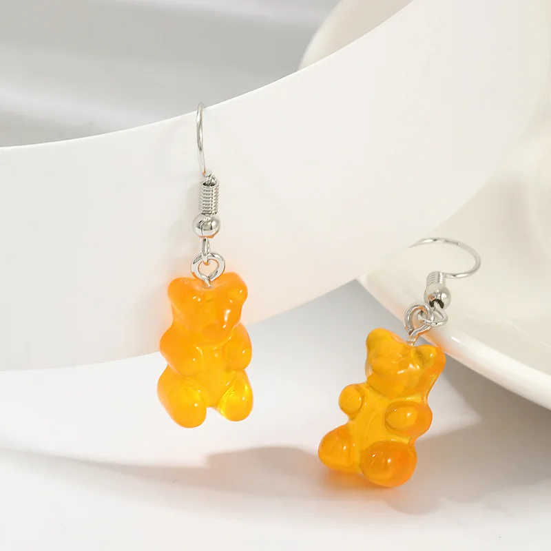 Candy Animal Gummy Bear Earrings Minimalism Cartoon Design Female Ear Hooks Jewelry Kids Gift