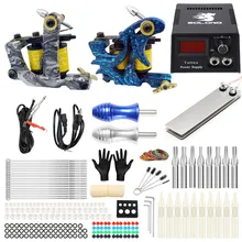 Complete Tattoo Kit For Beginners 2 Coil Machines Gun Liner Shader Power Supply Needles Grips Tips Tattoo Supplies For Body Art